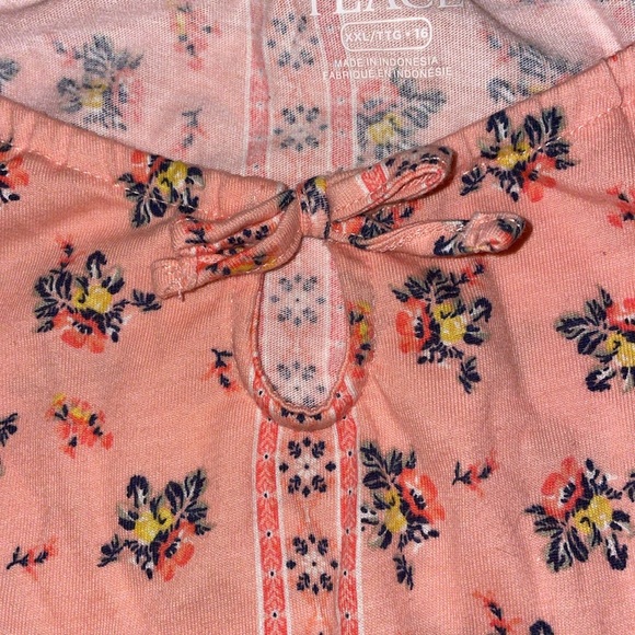 2 PIECE TOP AND SKIRT, pretty peach with flowers,  Girls XXL 16, worn once - Picture 3 of 5